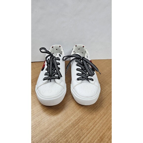 Disney Minnie Mouse Shoes Womens Size 6.5 White Black Embroidered Polka Dot - Picture 2 of 8